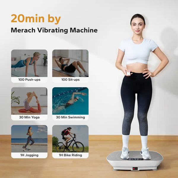 Vibration Plate Exercise Machine with 440lbs Capacity + Free Multifunction Pedal Resistance Band