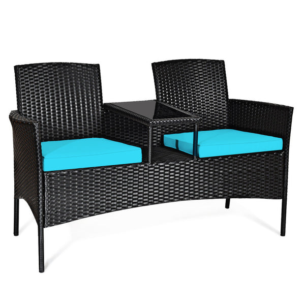 Patented Modern Patio Set with Built-in Coffee Table and Cushions